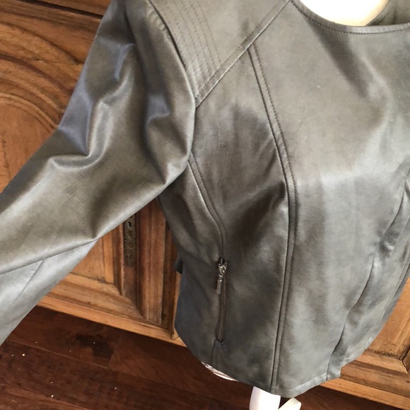 Grey Faux Leather Jacket - Picture 3 of 7